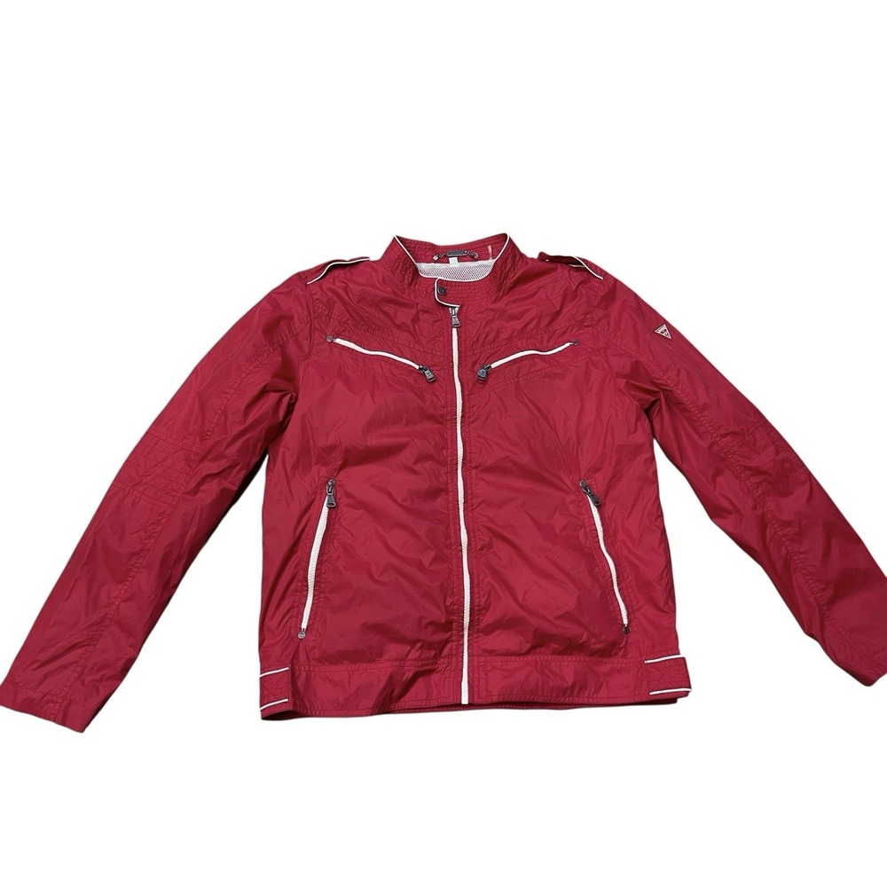 Vintage Y2K Guess Red Lightweight‎ Windbreaker Jacket Coat Men's Large